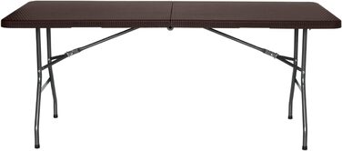 Розкладний стіл THINIA HOME прямокутний 180x74x74 см з ефектом дерева та ротанга
