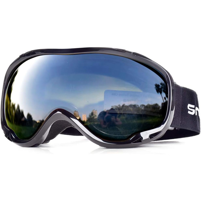 Лижна маска Snowledge для жінок і чоловіків, подвійна лінза OTG, UV400, антифог, вітрозахист, для сноуборду, лиж, мотоциклу, велосипеда, шолом-сумісна, чорна/сіра (VLT 14%) HB-167