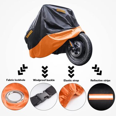 Чохол для мотоцикла 210D Oxford, захист від подряпин, вологості, 245x105x125 см, для Harley-Davidson, Honda, Suzuki, Yamaha
