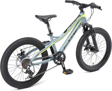 Дитячий гірський велосипед BIKESTAR 20 дюймів, алюмінієвий, 7-ступінчаста Shimano, дискові гальма, амортизаційна вилка, для дітей 6-9 років