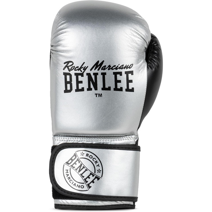 Боксерські рукавички BENLEE Carlos з екошкіри, 06 oz, срібно-чорні