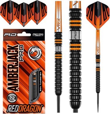 Преміум-набір вольфрамових дротиків RED DRAGON Amberjack Pro Series з оперенням і стрижнями
