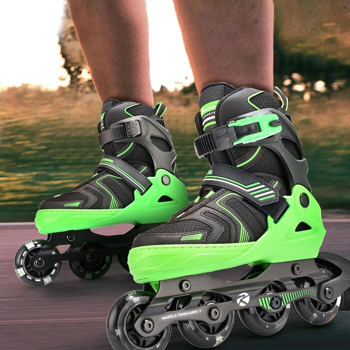 Роликові ковзани Kuxuan для дітей та підлітків, регульовані, зі світлодіодами, розмір Large (EU 37.5-41)