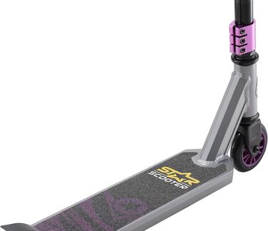 Трюковий самокат STAR SCOOTER для дітей від 7 років та дорослих, до 100 кг, 100 мм, алюмінієвий, сірий і фіолетовий, для початківців