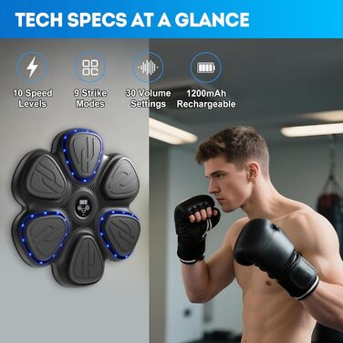 Музична боксерська машина: тренажер для боксу вдома з Bluetooth, LED та акумулятором 1200mAh