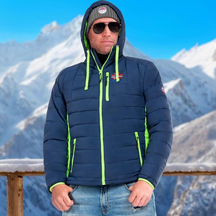 Чоловіча куртка Nebulus MERIK, тепла outdoor-куртка, практична та універсальна перехідна та зимова куртка XXL, темно-синій/лаймовий