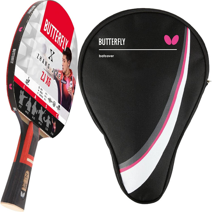 Професійна ракетка для настільного тенісу Butterfly Zhang Jike ZJX 6, ITTF сертифікат, для топспіну та атакуючої гри, в комплекті з чохлом DC1