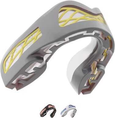 Захисна капа SafeJawz Nitro для дорослих та дітей з чохлом для боксу, баскетболу, лакросу, футболу, MMA, єдиноборств, хокею та контактних видів спорту (сірий)