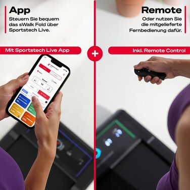 Тренажер Sportstech sWalk Fold: компактний біговий доріжки для дому з LED-підсвіткою та керуванням через додаток, до 6 км/год, 120 кг