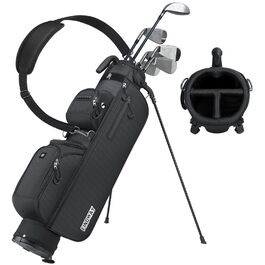 Сумка для гольфу Findway, легка та портативна, з підставкою, 3 відділення, регульований плечовий ремінь, 5 кишень та ручка, для чоловіків та жінок (чорна)