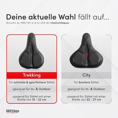 Фahrradsitzkissen від WITTKOP: Гелевий та М'який Велосипедний Сидіння для Дам та Чоловіків. Ергономічний Покриття для Велосипедного Сидіння з 3-Зонною Конструкцією. Підходить для Peloton та TREKKING