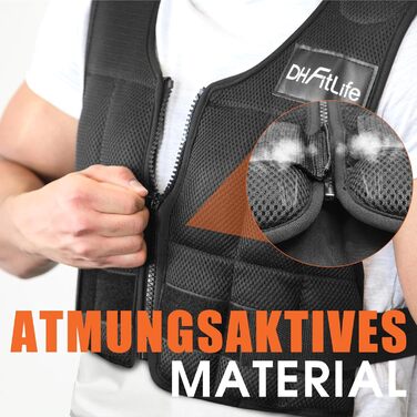 Вага для тренувань DH FitLife, регульована, 10/20/30 кг, для м'язів та сили | Вага для бігу, жіноча/чоловіча | Фітнес-вага (Чорний-10 кг)