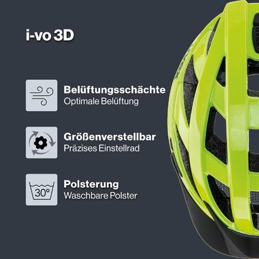 Шолом uvex i-vo 3D: Легкий універсальний шолом для жінок та чоловіків, індивідуальне регулювання розміру, розширюваний світлодіодним ліхтарем Gen 2, неоново-жовтий, 56-60 см
