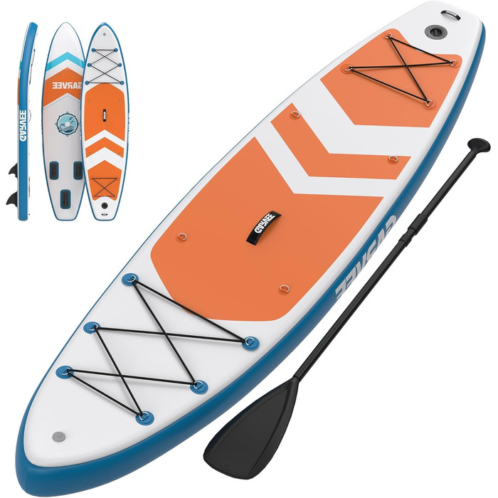 Надувне SUP дошка Stand Up Paddle Board 10.6ft з аксесуарами, антиковзаюче EVA покриття, легка сумка, насос, для підлітків та дорослих (Sunset Chevron)