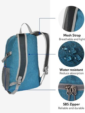 WATERFLY ультралегкий складний рюкзак 20 л для туризму, походів, спорту та подорожей, міський рюкзак для чоловіків і жінок