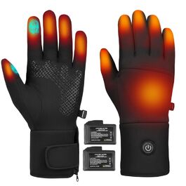 Обогревні рукавички-вкладиші для чоловіків та жінок, акумулятор 7.4V, 3 режими нагріву (40-65°C), сенсорний екран, для зимових видів спорту та роботи на відкритому повітрі, M-L