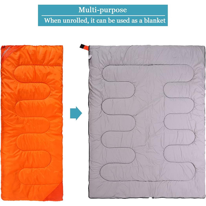 Сплячий мішок для дорослих та дітей – легкий, водонепроникний, зручний для весни, літа, осені – піший туризм, подорожі, кемпінг, темно-помаранчевий