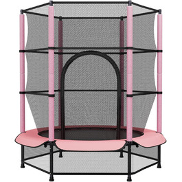 Трамплін для дітей LIFERUN Ø140см з сіткою безпеки, для ігор та тренувань, до 50 кг, рожевий