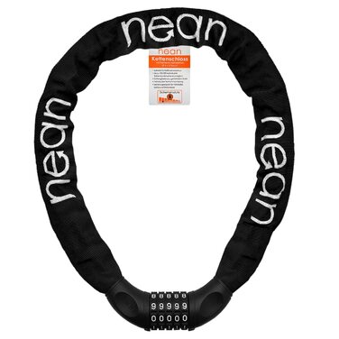 Замок для велосипеда Nean з кодом та високим рівнем безпеки, ланцюговий замок, код-комбінація, посилені сталеві ланки, 6 мм x 900 мм, чорний