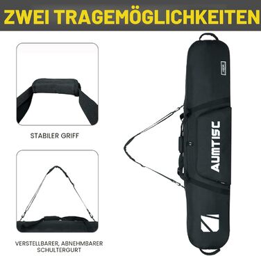 Чохол для сноуборду AUMTISC: захисний мішок для сноуборду, чохол для лиж, сумка для сноубордистів, 165 см, білий