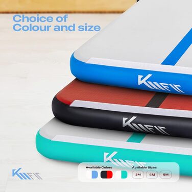 Надувна гімнастична матка Airtrack 5м: фітнес-мат для тренувань, з насосом та сумкою, стійка до УФ, блакитна