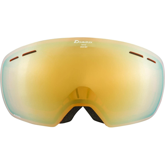 ALPINA GRANBY Q-LITE – Дзеркальна лижна маска для дорослих, підсилює контраст, 100% UV-захист, чорний-гарбуз, універсальний розмір