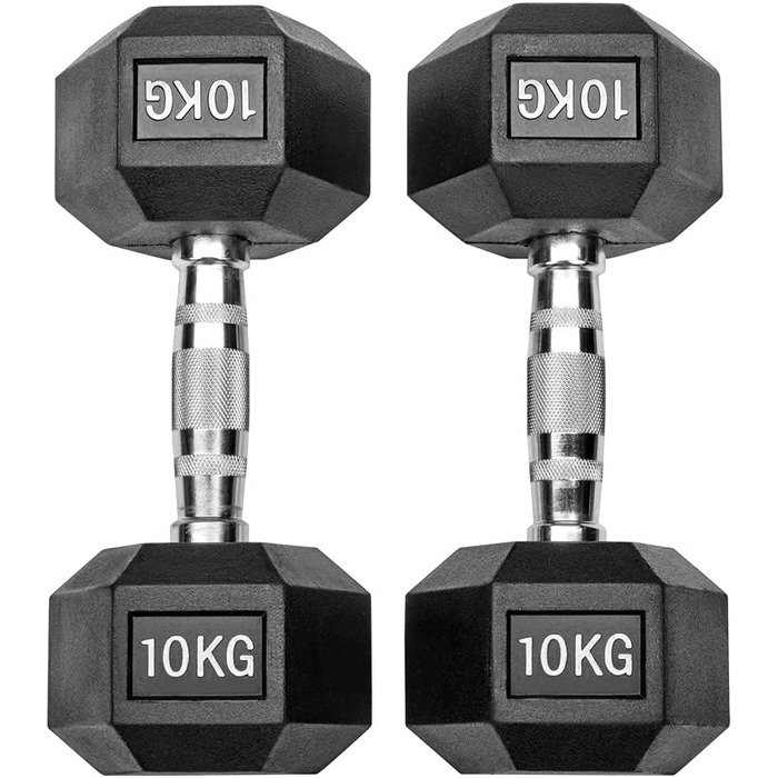Гантелі Studio Hexagon 20 кг (2x10 кг), гумові, чорні