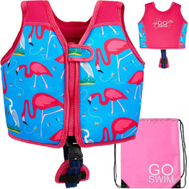 Дитячий жилет для плавання Go Swim Fab Flamingos L (3-6 років, 19-30 кг) з безкоштовною сумкою для плавання