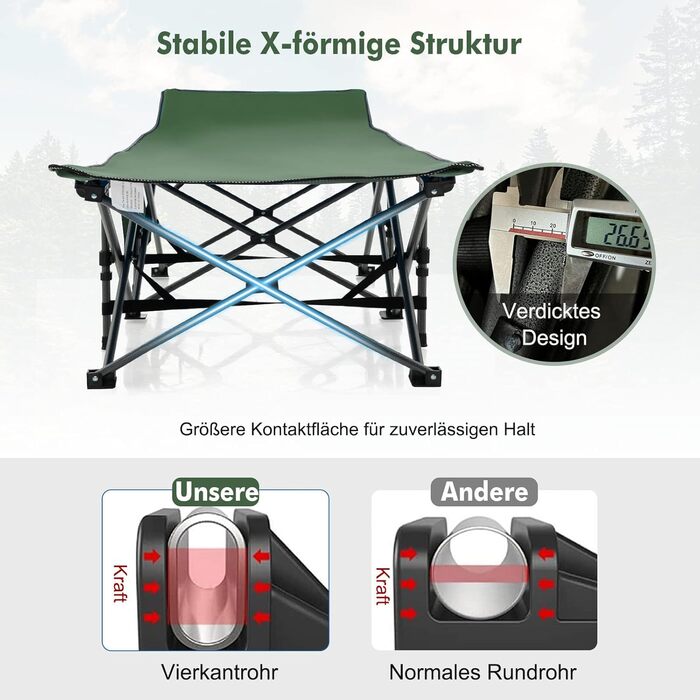 Складане кемпінгове ліжко GYMAX 185x67x54 см, 270 кг, Oxford-Gewebe, з кишенею, у комплекті сумка
