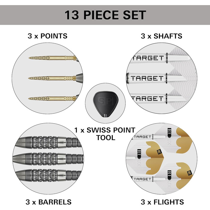 Дарти сталеві Target Darts Redux 90% Tungsten 22G (02) з оперенням Pro Ultra Nr. 6 та шафтами Pro Grip - професійний набір
