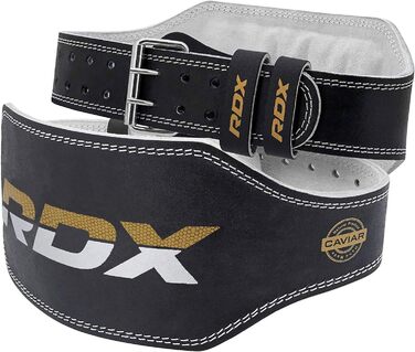 Пояс для важкої атлетики RDX 6” шкіряний, регульований, для пауерліфтингу, фітнесу, бодібілдингу, з пряжкою, чорний, розмір L (29-33 дюйми)