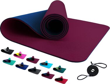 Килимок для йоги REFIT FITNESS 190x60x0,6 см, TPE, антиковзкий, екологічний, з ременем для перенесення, GeckoGrip & Sensi-Plus, для йоги та фітнесу