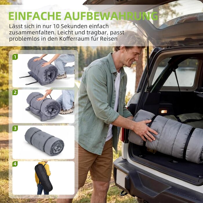Ліжко похідне розкладне Feldbett XXL 7 зон, 250 кг, Oxford 1200D, кут нахилу 15°, сіре (2 шт)