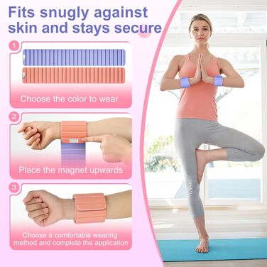 Ваги для щиколоток та зап'ясть Lxlivn з магнітами (рожевий/фіолетовий), набір 2 шт (по 0.5 кг кожна) для фітнесу, йоги, плавання та кардіо