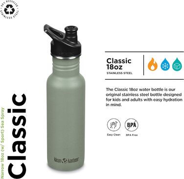 Пляшка для води Klean Kanteen Classic Narrow 532 мл, нержавіюча сталь, синя