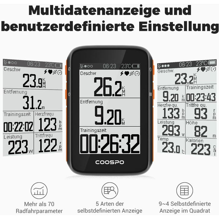 Велокомп'ютер COOSPO BC200 з GPS, Bluetooth 5.0, ANT+, бездротовий, з LCD-екраном 2.4'', автоматичним підсвічуванням, водонепроникний IP67, велоспідометр і одометр для велосипеда