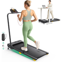 Біговий доріжки з нахилом 9% - складаний Walking Pad з безпечним руків'ям, режим HIIT одним дотиком, для ходьби, бігу та джогу вдома, без збирання, з пультом керування та LED-дисплеєм (чорний)