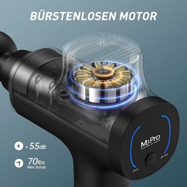 Масажний пістолет OPOVE M3 Pro 2, 2500 об/хв, 2600 мА·год, 5 режимів, LED-дисплей, 12 мм амплітуда, для зняття м'язового болю, чорний