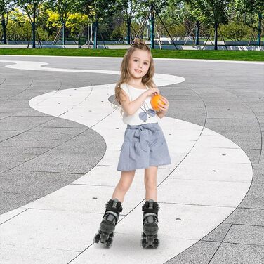 Дитячі ролики Supfine Inlineskates з регульованим розміром 31-38 (S/M) – ролики для дівчаток та хлопчиків з світлодіодними колесами, чорні