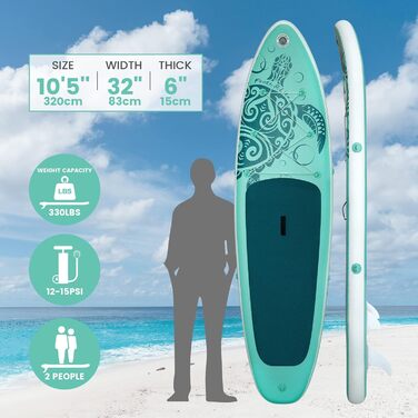 Надувна SUP-дошка FEATH-R-LITE для дорослих, ультралегка, широка та стійка, з аксесуарами: весло, сумка, насос