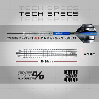 Дарти RED DRAGON Razor Edge Original 23g (85% вольфрам) - професійний набір з пір'ями та стеблами