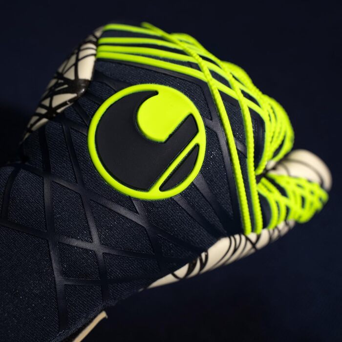 Воротарські рукавички Uhlsport Prediction Ultragrip HN для дітей і дорослих, розмір 7, сині/білі/флуо-жовті
