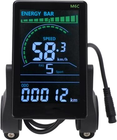 Велокомп'ютер BuyWeek M6C для електровелосипеда, LCD-дисплей, 24V/36V/48V/60V, 6-контактний водонепроникний кабель, підключення фари