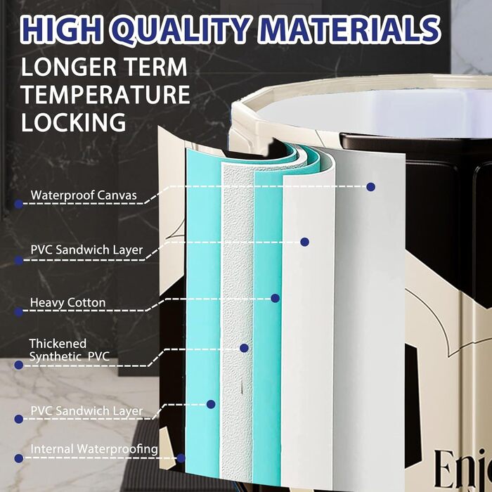 Складана портативна ванна для дорослих STARBRIIANT (80x66 см) — крижана ванна для відновлення м'язів, SPA та спорту, чорно-біла, розмір L