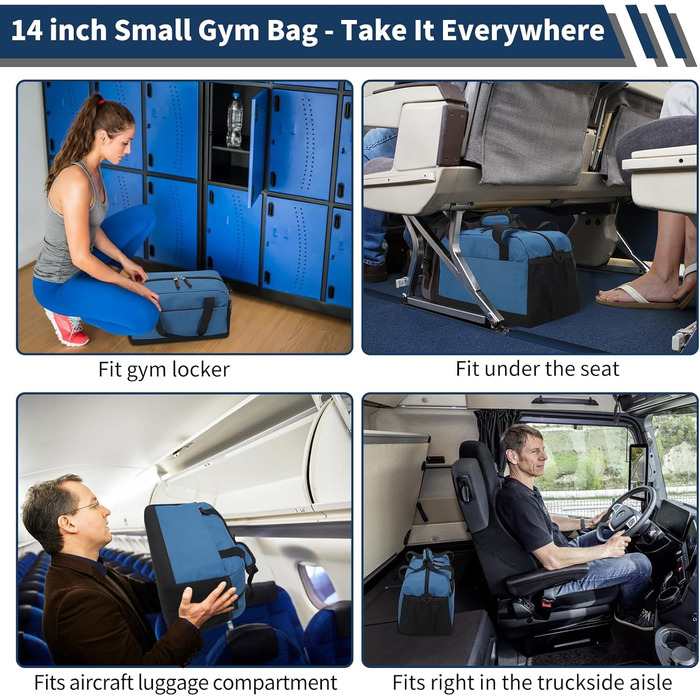 Спортивна сумка маленька з відділенням для мокрого, 35×20×20 см, ручна поклажа, міні-дуфл, блакитна