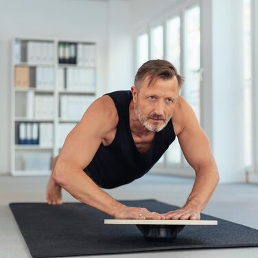 Дерев'яна баланс-дошка Relaxdays 8 x 40 см, Натуральний/Чорний