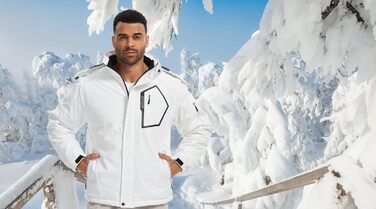 Чоловіча лижна куртка QPNGRP, водонепроникна, ізольована, зимовий пуховик, 5 кишень на блискавці, білий/оптичний сад