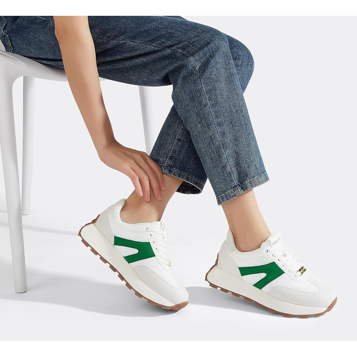 Кросівки жіночі Lucky Step на платформі, ретро-стиль, для бігу, тенісу та повсякденного носіння (Сіро-зелені, 41 EU)