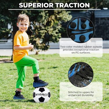 Дитячі футбольні бутси Vizari FG | Бутси для футболу для хлопчиків та дівчаток | Outdoor Soccer Cleats | Біло-чорно-срібні (38 EU)