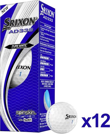 Гольф-м'ячі Srixon AD333 для чоловіків, 12 шт, преміум